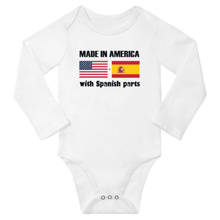 

Made in America With Spanish Parts Baby Long Sleeve Bodysuit (White 24 Months)