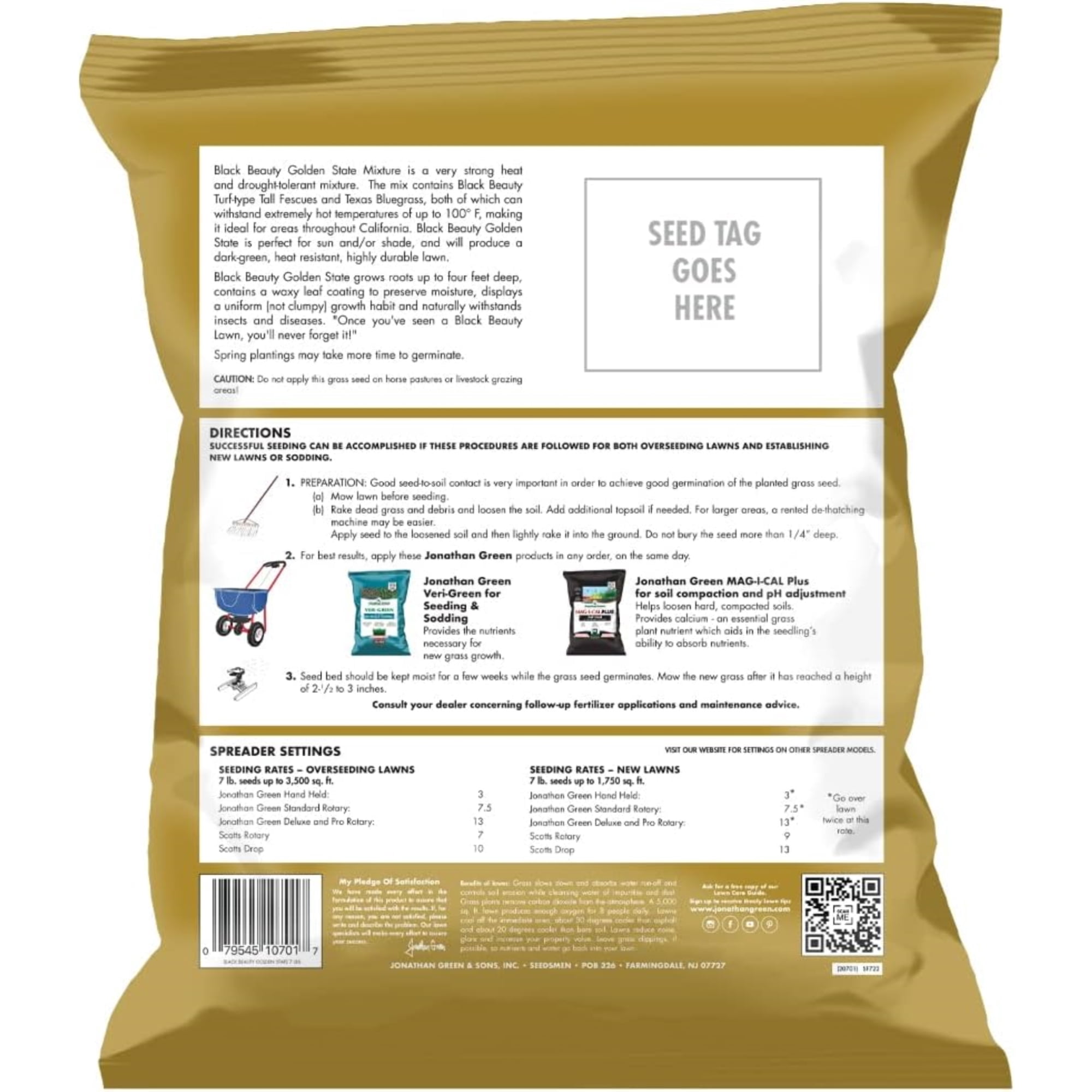 Jonathan Green Black Beauty Golden State Mixed Sun or Shade Grass Seed 7 lb