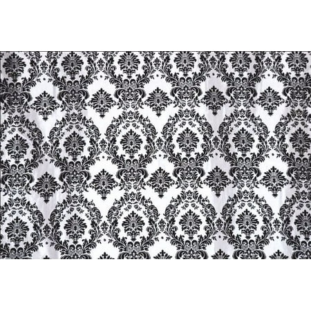 Velvet Taffeta - Black White Flocking Damask Taffeta Velvet Fabric 58
