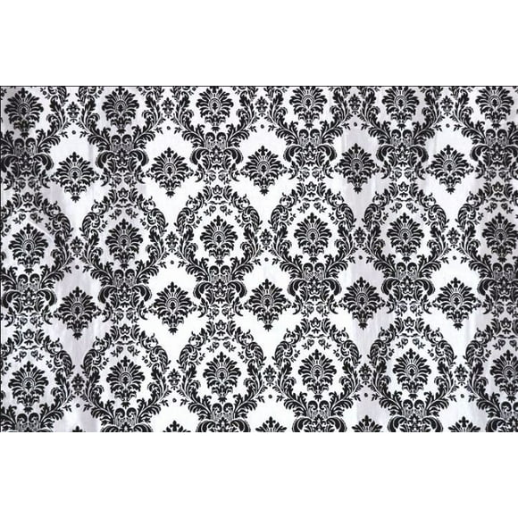 Black White Flocking Damask Taffeta Velvet Fabric 58" Flocked Decor"