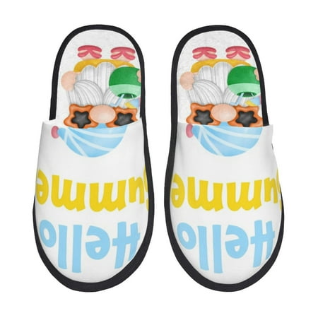 

Yiaed Gnomes Summer Beach Print Unisex House Slippers Slip on Warm Shoes Indoor Outdoor with Anti-slip sole-Large