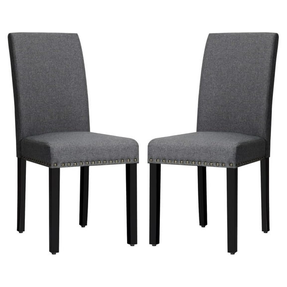 Drevy Upholstered Dining Chairs Set of 2 - Kitchen Dining Room Chairs with Nailhead Trim, High-end Tufted Chairs, Solid Wood, Easily Assemble, Dark Grey