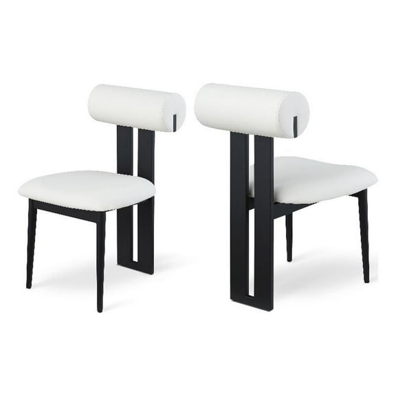 Maklaine Contemporary Cream Vegan Leather Dining Chair (Set of 2)