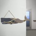 thumbnail image 2 of Decoración de pared de pez de madera, placa rústica de espina de pescado náutica, temática de playa para el hogar Ballena, 2 of 8