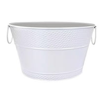 Esquirla Ice Bucket Beverage Tub Round Lightweight Organizer Metal Drink Storage Bucket for Chilling Bar Champagne Cocktails White