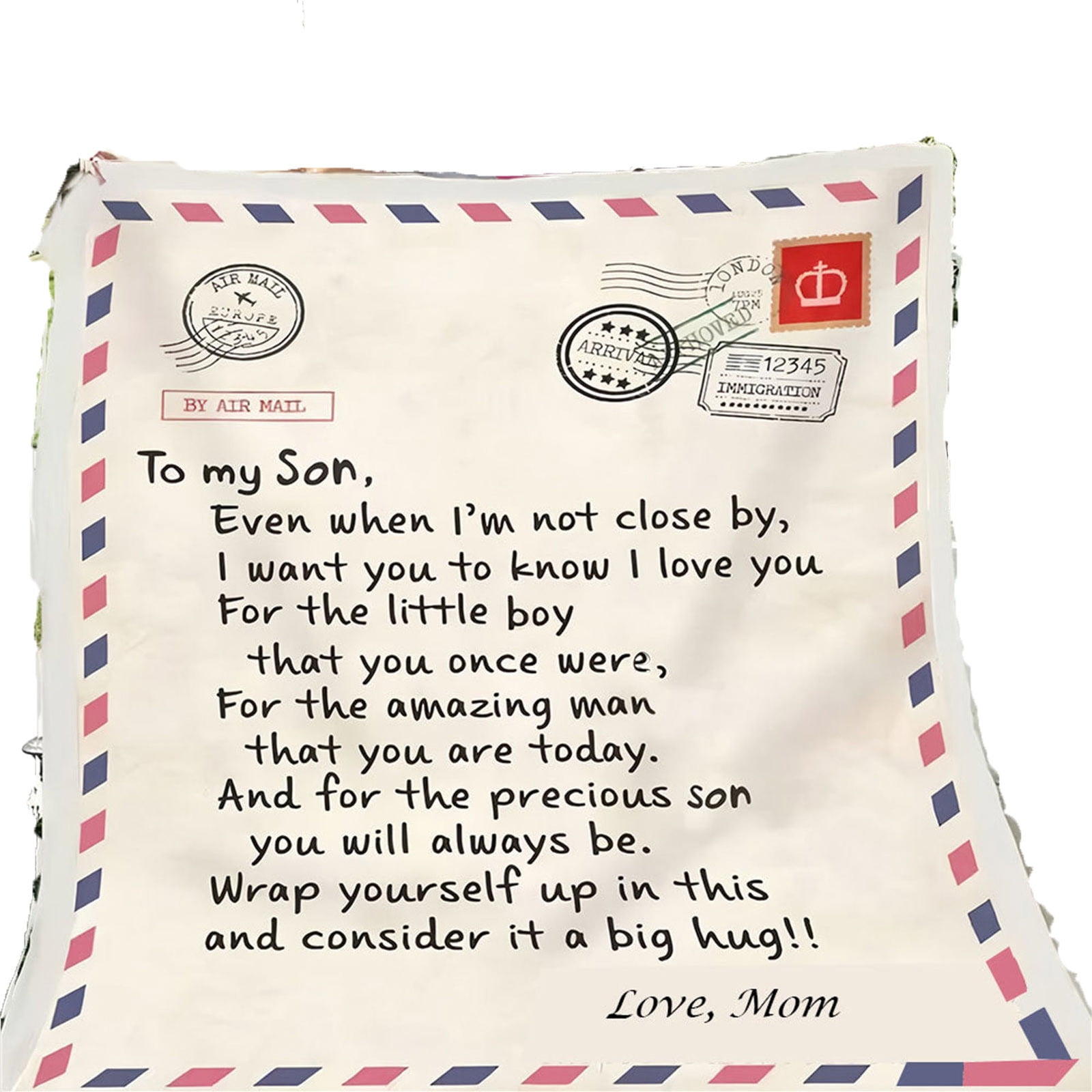 SDJMa Gift for My Son Blanket from Mom as Birthday Present I Love You Letter to Her Ultra Soft Flannel Fleece Light Weight Bed Throw 27x40 Son Gift Walmart