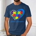thumbnail image 2 of Autism Awareness Shirt Men: Autism Acceptance T Shirt Autism Support Inspirational Short Sleeve Tee Tops(Navy,M), 2 of 4