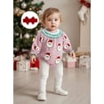 thumbnail image 4 of Rdhnmea Newborn Baby Girl Christmas Outfit Gingerbread Smocked Bubble Romper Candy Cane Plaid Jumpsuits with Bow Headband My First Xmas Clothes, 4 of 9