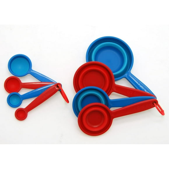 Starfrit Ensemble De Tasses Et Cuillères À Mesurer Repliables, 8 Pièces, Outils De Cuisine Gain De Place, Mesures Impériales Et Métriques, Va Au Lave-Vaisselle, Anneaux De Rangement