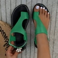 thumbnail image 2 of Flat PU Leather Sandals for Women Dressy Sandals with Open Toe Ring Loop Strap Slip on Slide Flip Flops Slippers Green Women Sandal, 2 of 5