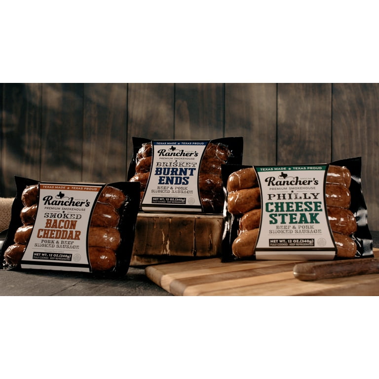 Rancher's Premium Smokehouse Bacon Cheddar, Pork and Beef Smoked