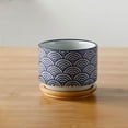 thumbnail image 4 of Round Ceramic Succulent Planter Pot with Bamboo Tray  Window Flower Plant Container Box, 4 of 7