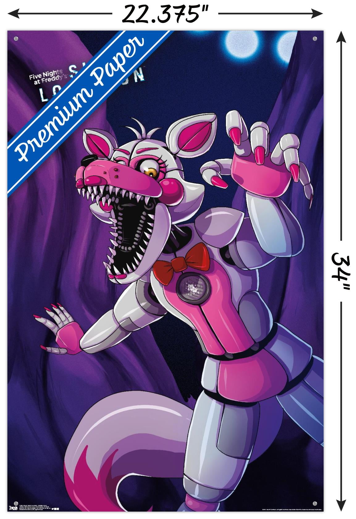 Five Nights at Freddy's: Sister Location - Funtime Foxy Wall Poster with Push Pins, 22.375" x 34"