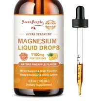 High Absorption Magnesium 1100mg Liquid Supplement with Calcium, Potassium, Vitamin B6, D, CoQ10, Magnesium Liquid Drops for Women and Men, Pineapple Flavor, 4 Fl oz