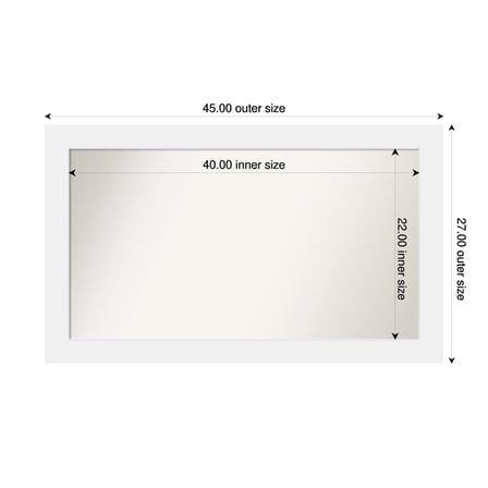 Amanti Art Custom Framed Wall and Bathroom Mirror (27 x 45 in.), Corvino White Frame