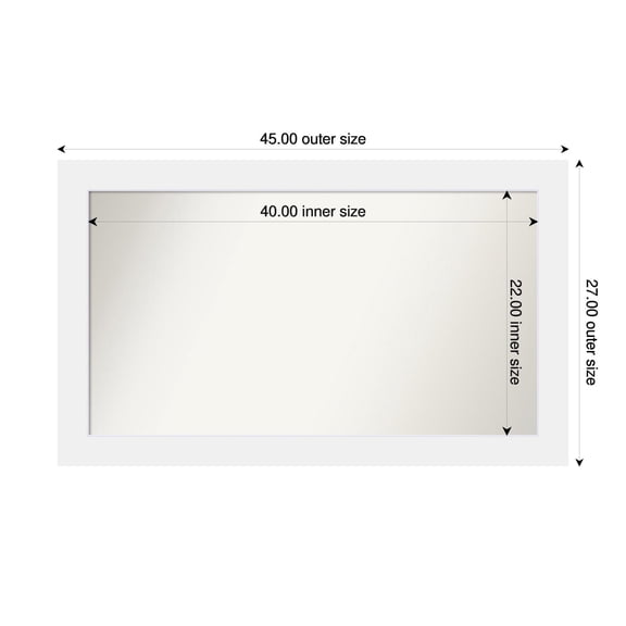 Amanti Art Custom Framed Wall and Bathroom Mirror (27 x 45 in.), Corvino White Frame