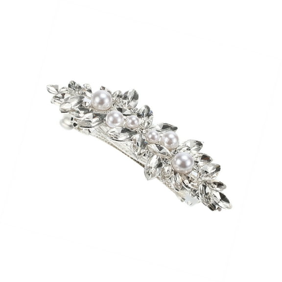 Vocoste Rhinestone Hair Clips Flower Hair Barrettes French Hairpins Faux Pearl Hair Clip for Women Girls Silver Tone