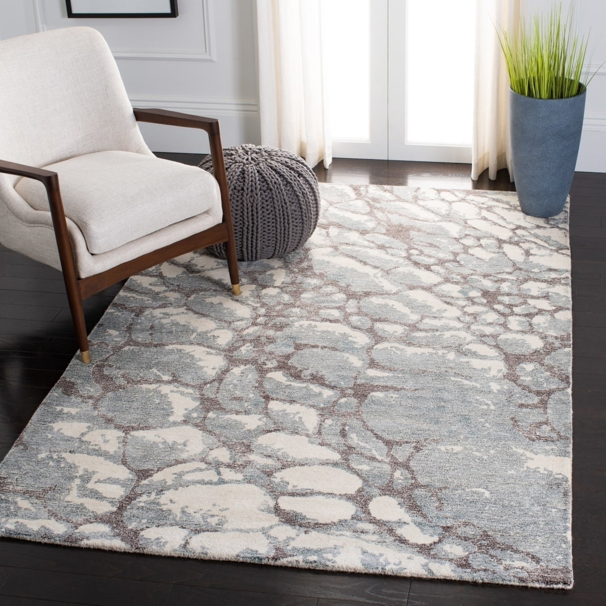 SAFAVIEH Restoration Vintage Conway Abstract Distressed Area Rug, Grey/Ivory, 3' x 5'