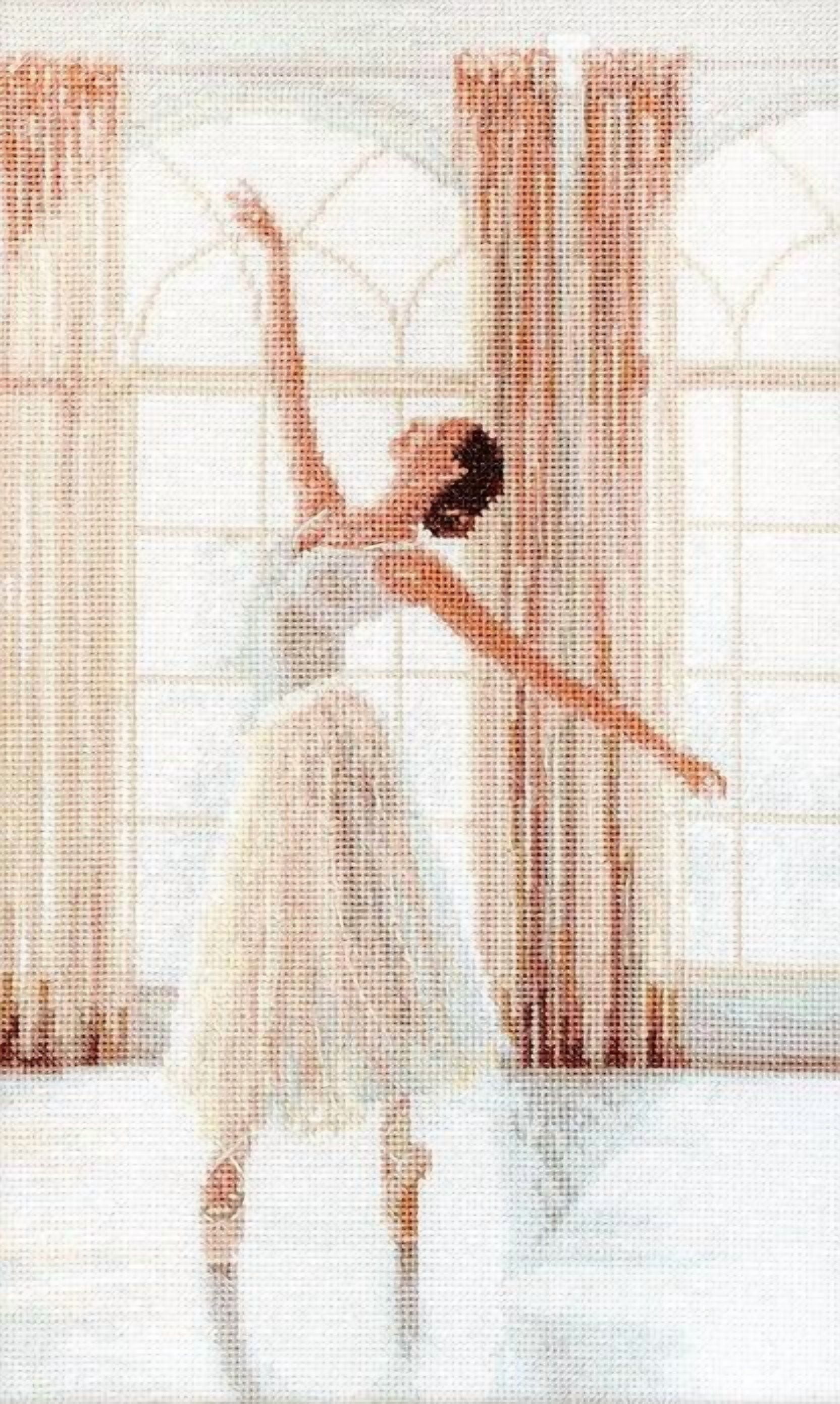 Counted Cross Stitch Kit Ballerina Leti906 By LetiStitch Needlework Girl White Canvas Cotton