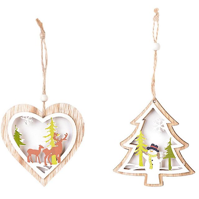 Adornos de Navidad adornos colgantes de madera para decoración de fiestas navideñas Afortunado Sencillez