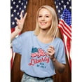 thumbnail image 2 of Liberty 4Th Of July Waving Flag T-Shirt Women -Image by Shutterstock, Female Small, 2 of 4