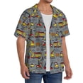 thumbnail image 2 of Uemuo Modern Excavator Pattern Cotton Linen Short Sleeve Shirts,Casual Lightweight Button Down Shirts,Vacation Beach Summer Tops-XX-Large, 2 of 7
