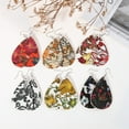 thumbnail image 3 of Huanledash Water Drop Dangle Embroidery Faux Leather Hook Earrings Women Banquet Jewelry, 3 of 8