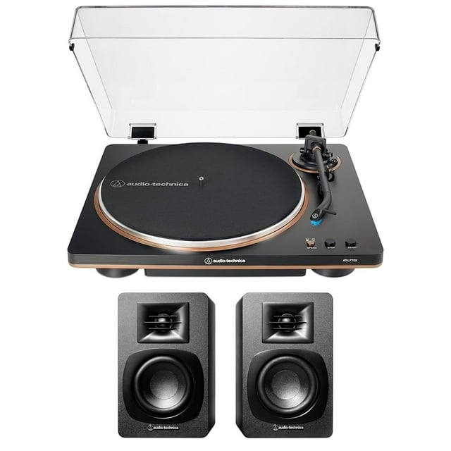 Tocadiscos Audio-Technica AT-LP70X-BZ y Parlantes Bluetooth AT-SP3X