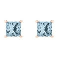 thumbnail image 3 of 0.5 ct Screw-Back Stud Earrings for Women | 3.5mm Princess Cut Natural Sky Blue Topaz | 18K Rose Gold, 3 of 5