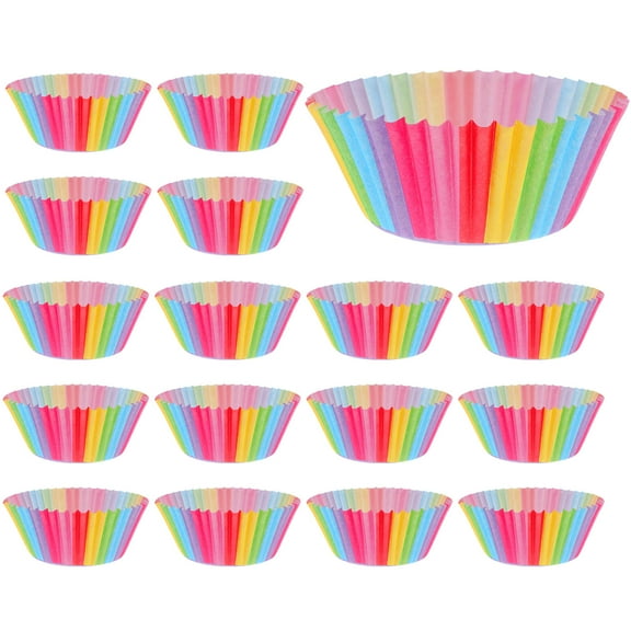 Niceauty 200Set Muffin Wrappers in Rainbow Color Paper for Bridal Shower Events