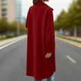 thumbnail image 2 of Woolen Long Trench Coat Women Single Breasted Notch Lapel Collar Winter Dress Coat with Pockets Loose Pea Overcoat (XL, Red), 2 of 6
