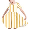 thumbnail image 7 of Girls Dresses 4-14Y Teens Kids Trendy Short Sleeve Crewneck Stripe Printed Pleated Pullover Going-Out Beach A-Line Midi Dress, 7 of 7
