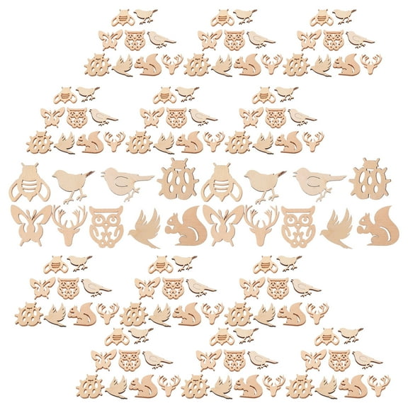 HOMOBABE 150Pcs Unfinished Wood Cutout Khaki Animal Cutouts For Scrapbook Album And Crafting Supplies