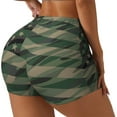 thumbnail image 2 of Fotbe Jungle Green Camo USA Flag Seamless Shorts, Womens Workout Shorts High Waist Stretch Booty Short for Gym/Yoga/Running/Biking-Medium, 2 of 9