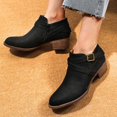 thumbnail image 2 of NECHOLOGY Botas Mujer Adulto Femenino Zapatos Botines mujer Cuero Artificial Otoño E Invierno Tacones Bajos Gruesos Cremallera Botines Cortos Zapatos De Punta Redonda (Black, 7.5), 2 of 5