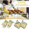 thumbnail image 2 of Oven Mitts and Pot Holders Sets of 4, Easter Eggs Floral Kitchen Gloves for Cooking Baking Cartoon Rabbit Bunny Hot Pads BBQ Potholders, 2 of 6