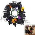 thumbnail image 2 of Halloween Candle Garland, Artificial Wreath Black Purple Leaves with Colorful Flowers, 11.81 Inch Halloween Table Centerpiece Home Kitchen Farmhouse Decor., 2 of 6