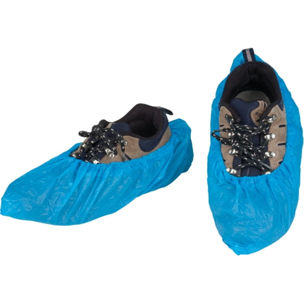 Couvre-chaussures CPE, Grand, Polyéthylène, Bleu, Pack de 100