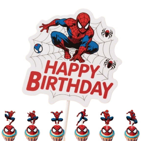 25Pcs Spidey Cake Topper and Cupcake Toppers Set Birthday Party Supplies for Themed Birthday Decorations Supplies