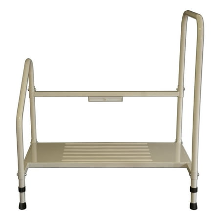 Step2Bed Bed Hand Rail Adjustable Height Bed Step Stool with LED Light, Portable Bedroom Fall Prevention