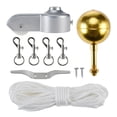thumbnail image 1 of Bewildely 1 pieza Kit de hardware para mástil de bandera 3 Bola dorada 4 Clips de presión giratorios para mástil de bandera Jardín y Patio, 1 of 1