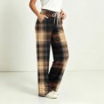 thumbnail image 6 of Kezqiaxn Bottoms for Women Fashion Plaid Elastic Waist Drawstring Casual Pajama Pants with Pockets Women's Clothing Multicolor D XL, 6 of 7