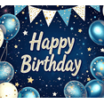 thumbnail image 3 of Blue White Star Themed Happy Birthday Banner Party Backdrop Decoration for Birthday Party Photography Props Photo Booth Background Decor, 3 of 7