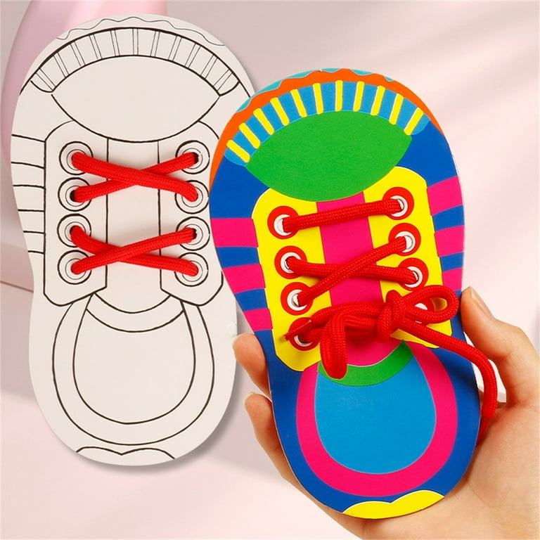 Threading Shoes Tie My Shoes Practice Book Wooden Learn-to-Tie Shoes Training Board ...