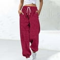 thumbnail image 2 of GJSYRH Women's Sweatpants Casual Wide Leg Trousers Featuring Vertical Ribbed Stripes Comfortable Stretchy High Waist Design For Everyday Fashion Outfits, 2 of 6
