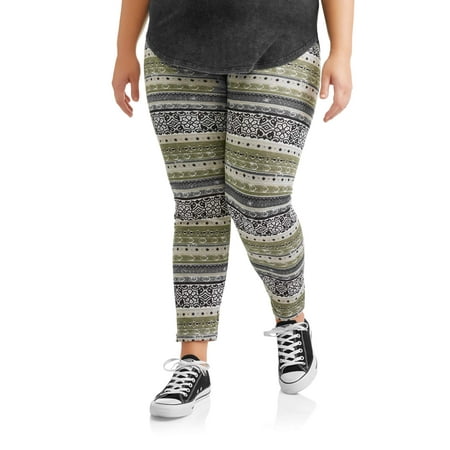 Poof Junior Plus Fleece Lined Floral Boho Print Leggings