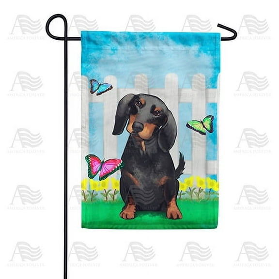 America Forever Spring Dog Garden Flag 12.5 x 18 inches Double Sided Hello Spring, Colorful Butterfly, Flowers - Seasonal Yard Lawn Outdoor Decorative Dachshund Garden Flag