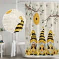thumbnail image 4 of Yellow Bees Gnomes Shower Curtain, Waterproof Shower Curtains for Bathroom, Spring Floral Branches Sunflower Washable Fabric Bathtub Curtain Set Bath Decor with 12 Hooks Standard 72"x72", 4 of 6