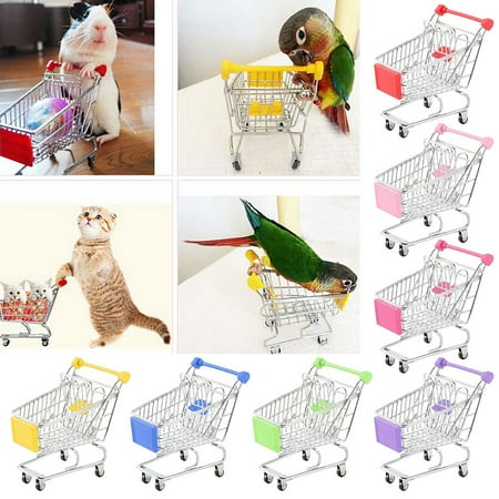 

SPRING PARK Mini Lovely Shopping Trolley Supermarket Cart Pet Bird Parrot Rabbit Hamster Cage Play Toy Shop Decor Gift