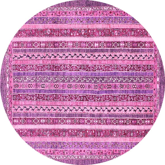 Ahgly Company Indoor Round Abstract Pink Modern Area Rugs, 8' Round